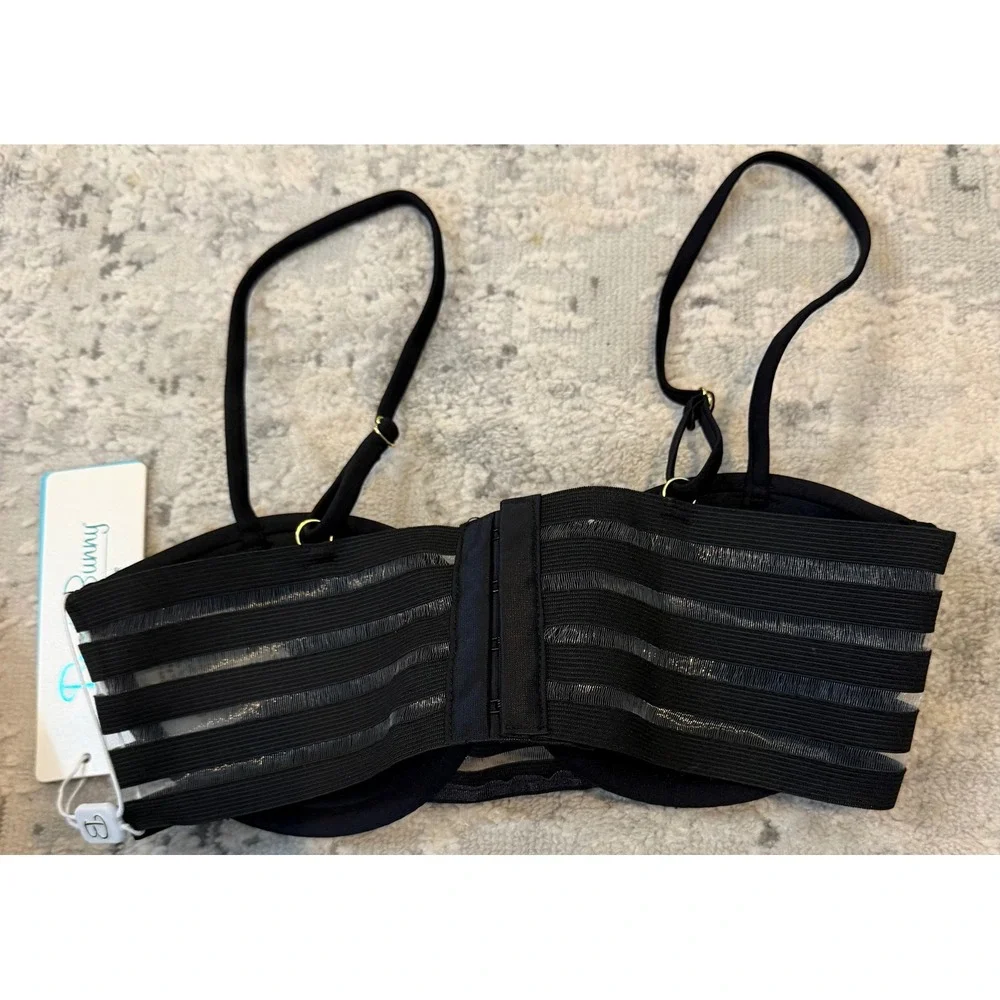 Beach Bunny Sheer Addiction Balconette Bikini Top Black B16125T6 XS NWT